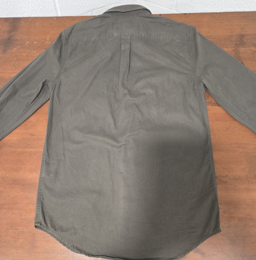 Superdry Mens Cotton Army Green Logo Embroidered Button Down Shirt Medium - Picture 4 of 7